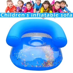 Children's Kids Inflatable Sofa PVC Transparent Sequin Cushion Baby Sitting Chair Sequin Kids Bath Learning Seat