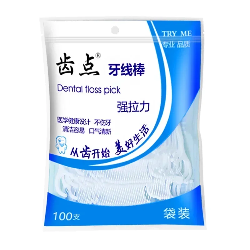 HOT 100pcs/bag Dental Flosser Picks Teeth Stick Tooth Clean Oral cleaning Care Disposable floss thread Toothpicks