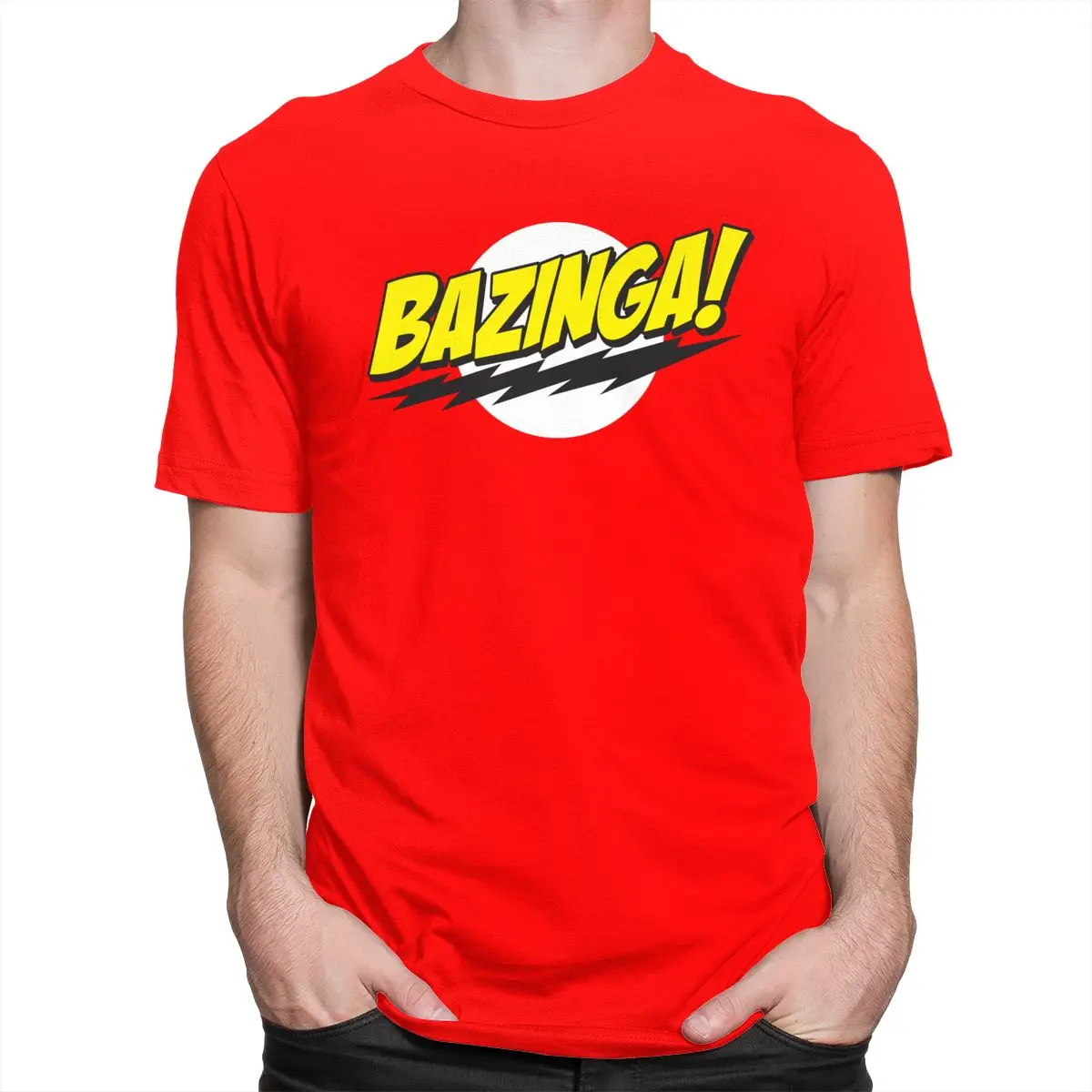 Büyük patlama teorisi Bazinga T Shirt erkekler 100% pamuk yakışıklı sheldon'ın Cooper kısa kollu T-shirt inek TBBT Tee Merch hediye Tops