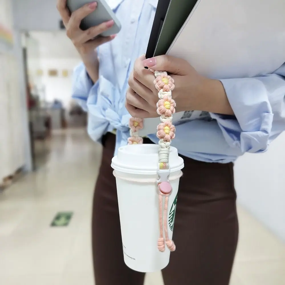 Flower Water Bottle Handle Universal Leakproof Handmade Coffee Mug Accessory Packaging Strap Coffee Milk Tea Cup