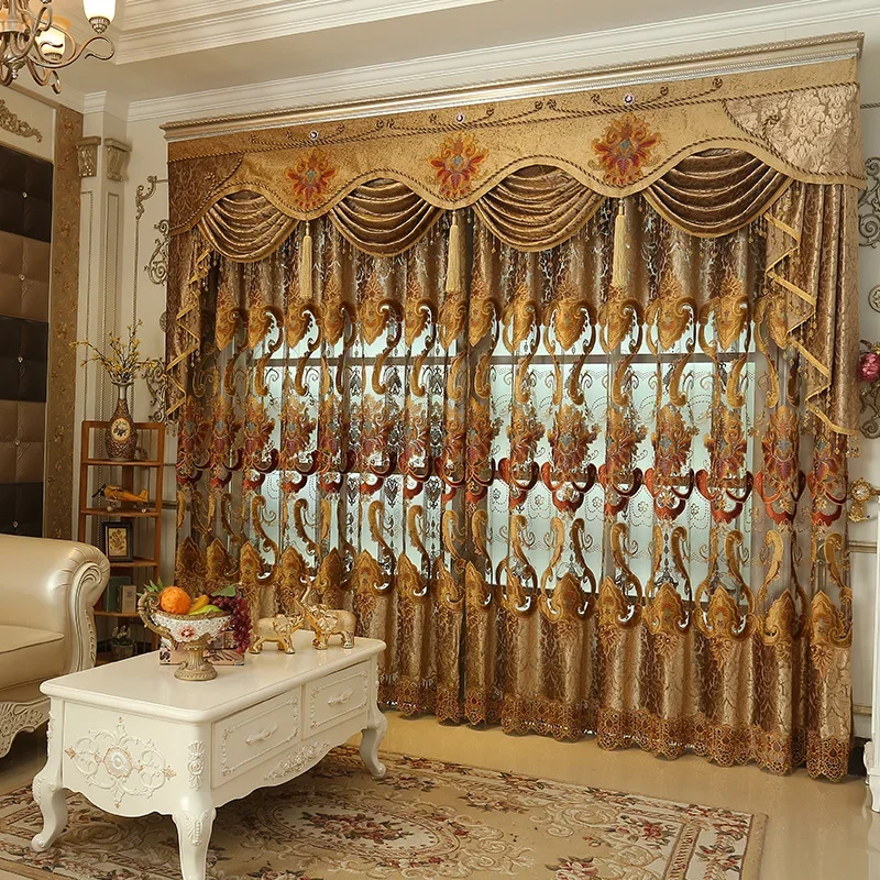 Royal aristocratic high-end custom embroidery curtains for Living Room European luxury villa curtains for Bedroom/Kitchen