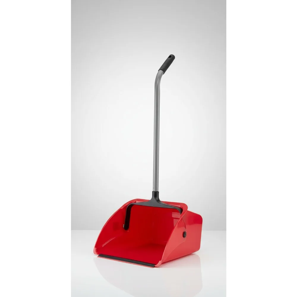 

Large Commercial Dust Pan with Long Handle - Heavy Duty Rubber Strip for Office Restaurant Home Cleaning