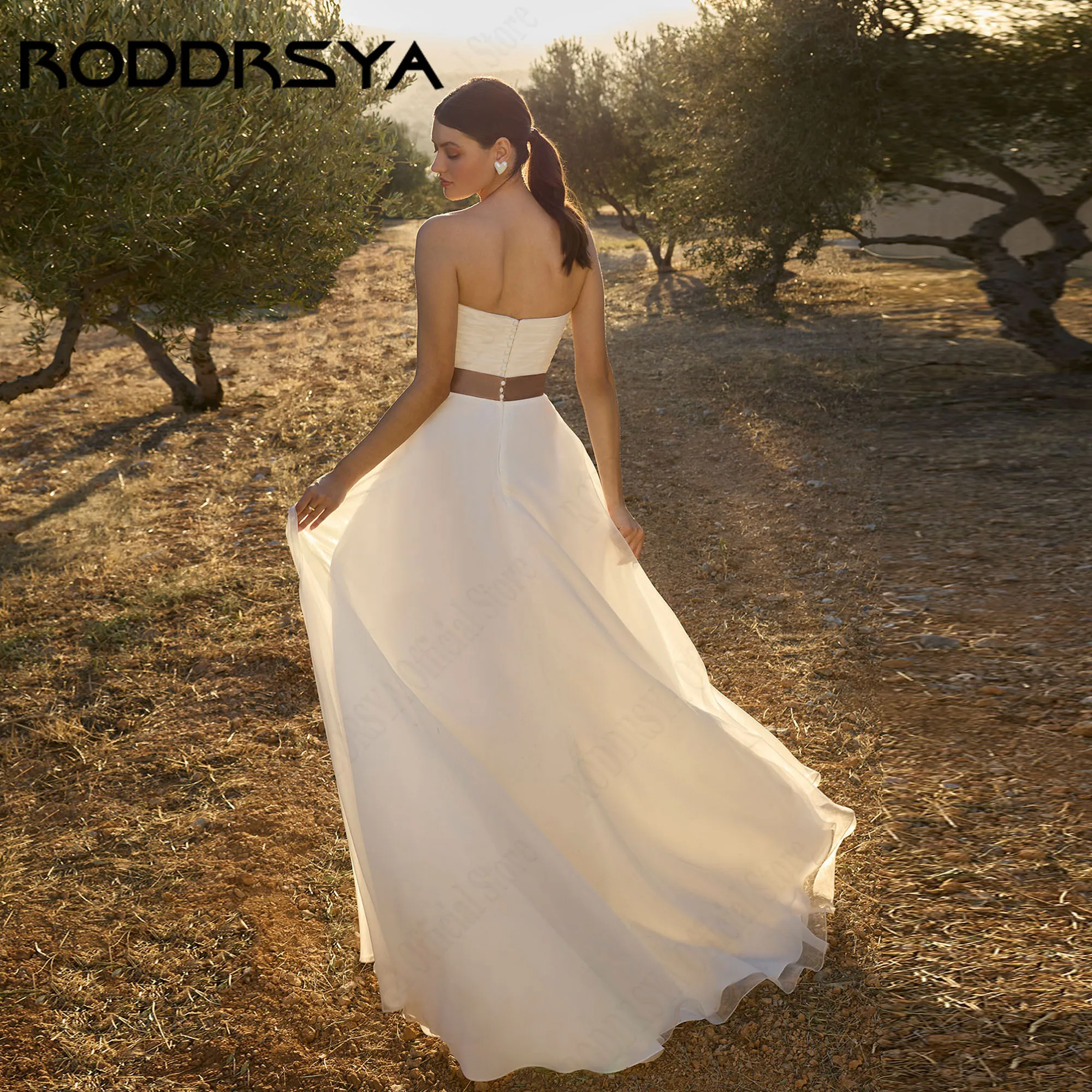 RODDRSYA Minimalism Tulle Wedding Dress Civil Strapless Sweetheart A-line Bridal Gown Backless Elegant robe de mariée Customized