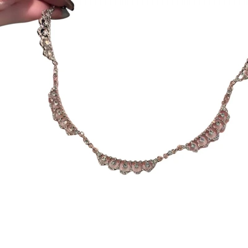 

Волнистое кружевное ожерелье с цирконом, винтажное многослойное ожерелье премиум-класса, нежное ожерелье