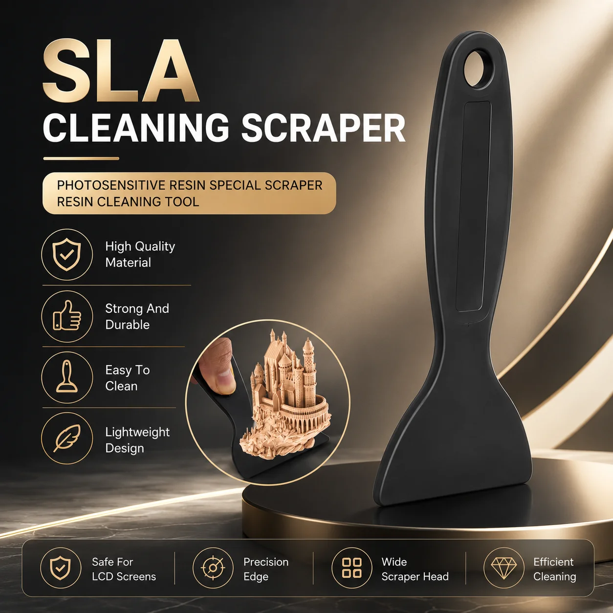 Black Plastic Scraper Spatula 3D Printer Special Shovel Cleaning Tool for Ender 3 CR10 for LCD Screen Glue Air Bubble Removal
