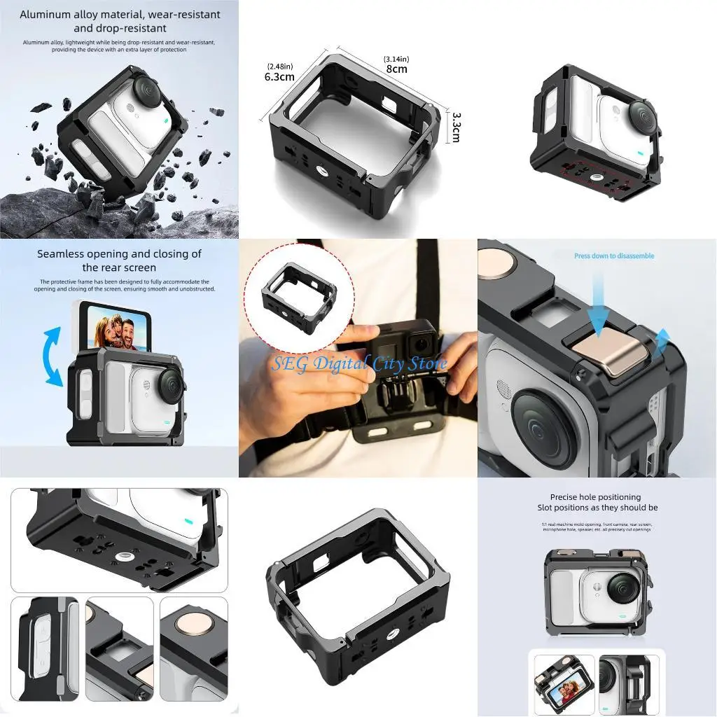 

U75B Shockproof 360 Camera Mounting Frame With Double Accessory Mounts Detachable Base Plate Suitable For Action Photography