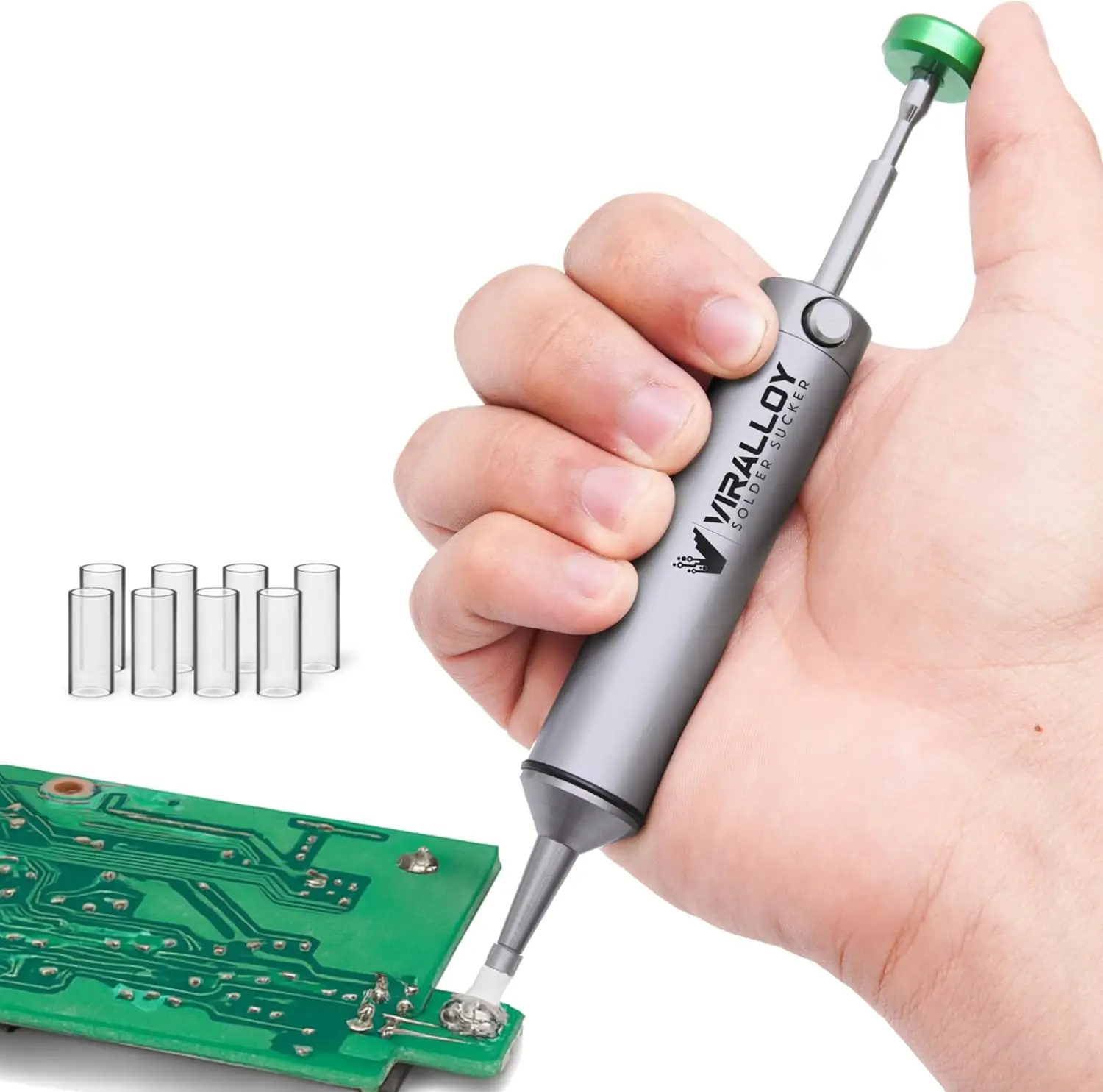 

Manual Desoldering Pump with Silicone Tip No Clog for Solder Removal and Electronics Repair