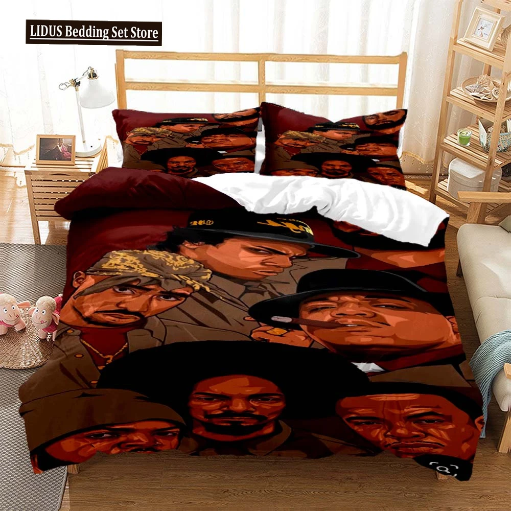 

Hip Hop Rapper Printed Quilt Cover Pillow Cover Bedding Set Luxury Queen Bedding Set Customized Personal Style