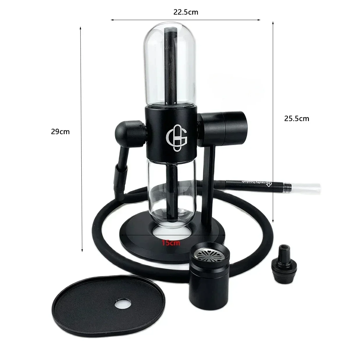 الجاذبية التدخين الأنابيب 360 درجة دوران الشيشة السفر مجموعة كاملة مع حقيبة يد محمولة الزجاج وعاء الشيشة ملحقات الدخان