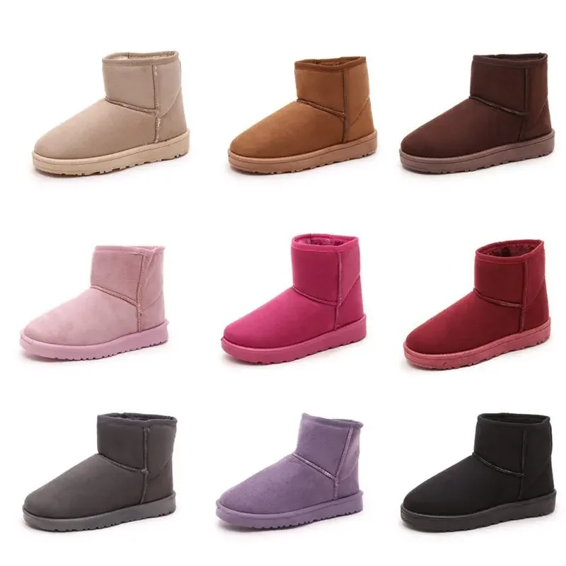 Women's Winter Fleece-lined Thickened Warm Cotton Shoes Chamois Leather Short Boots Pvc Upper Material Student Style