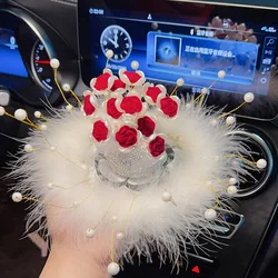 Cute Diamond Rose Flowers Car Center Console Ornaments Air Freshener Auto Dashboard Interior Decortion Crystal Perfume Stickers