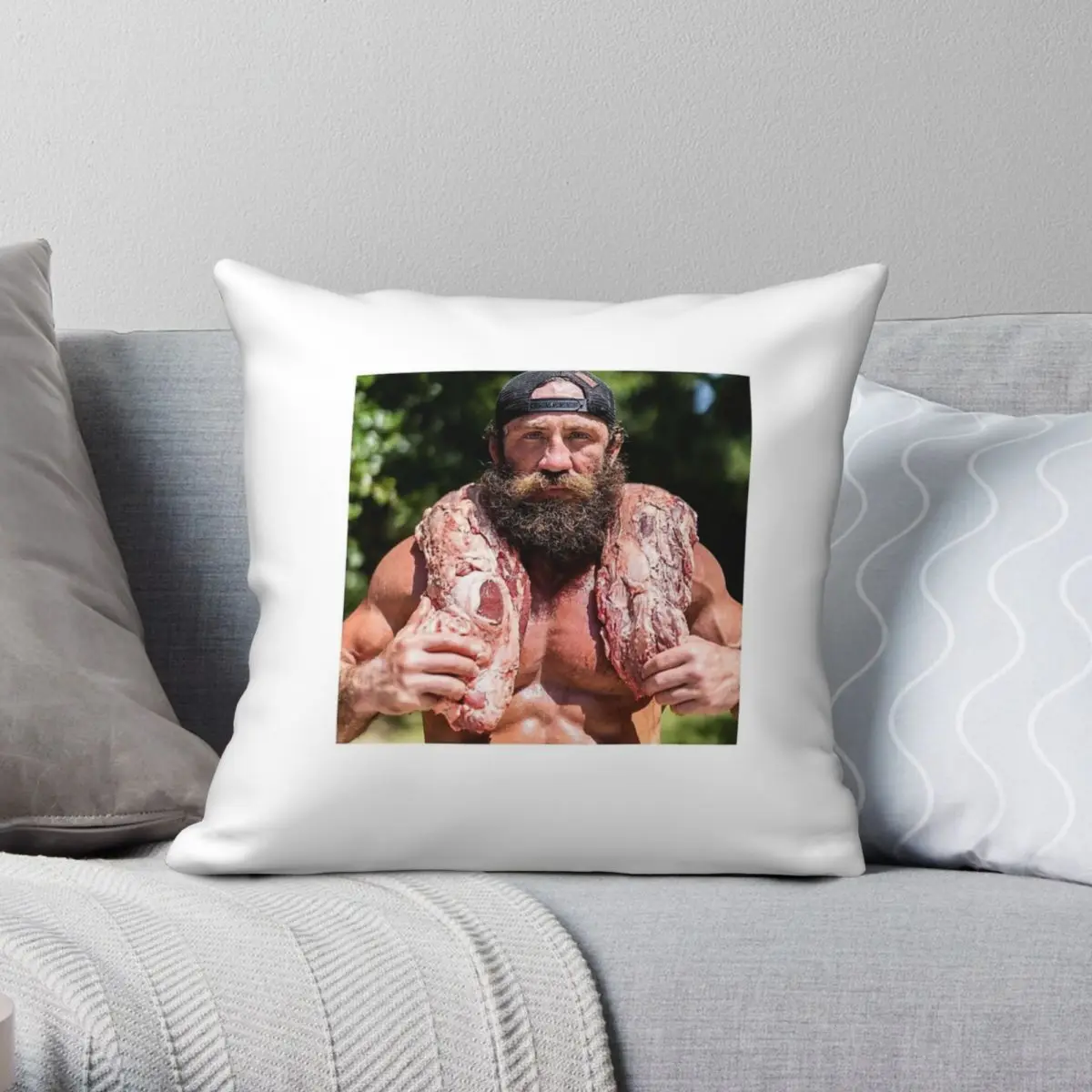 Liver King Brian Johnson Square Pillowcase Polyester Linen Velvet Printed Zip Decorative Throw Pillow Case Car Cushion Cover 18