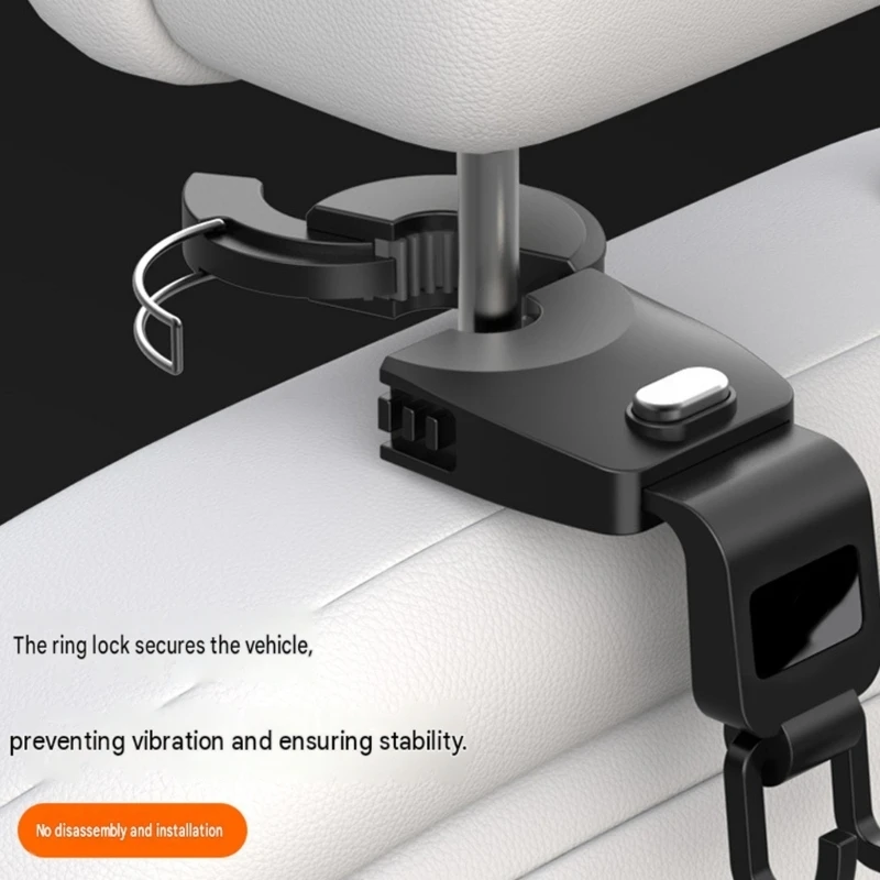 Car Headrest Hook with Two Hanging Points for Bags and Small Items