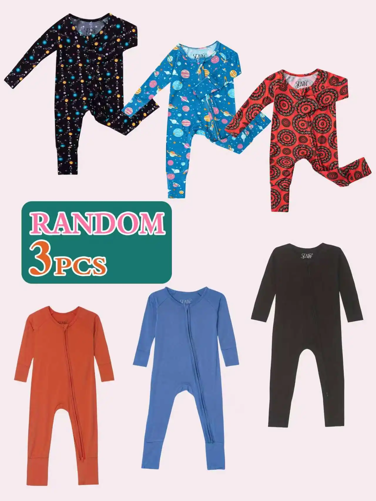 

Трехкомплектный модный комплект детских комбинезонов из бамбукового волокна (случайный выбор), подходит для детей от 0 до 24 месяцев.