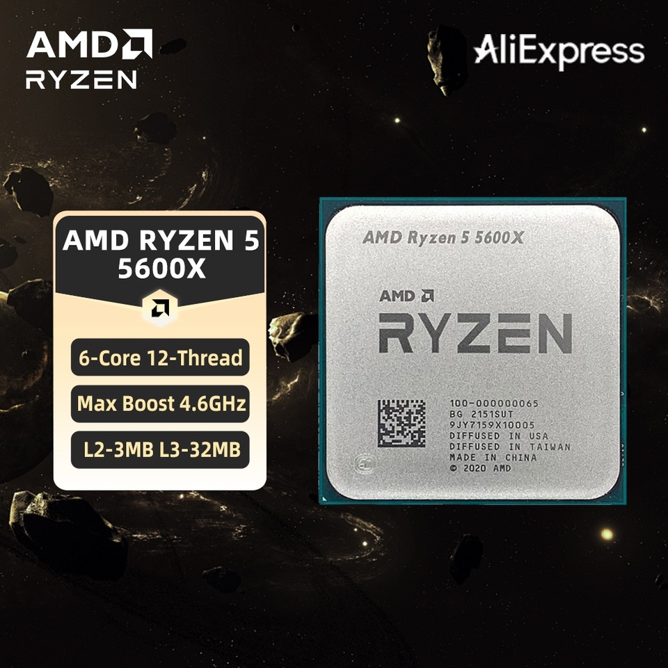  AMD Ryzen 5 5600X CPU AMD R5 5600X Processor 4.6GHz 6-Core 12-Thread 32MB Cache Socket AM4 Desktop Gaming CPU 