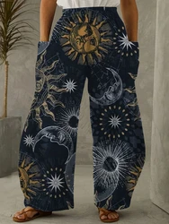 Women's Pants Sun Moon Star And Arrow Prints Harem Pants Women's Summer Retro Women's Casual Wear Daily Fashion Wide Leg Pants