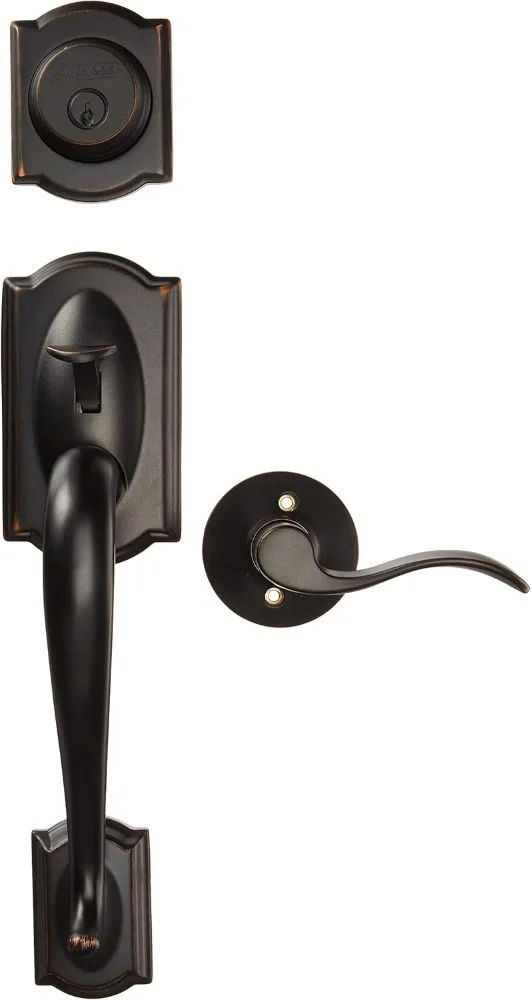 Schlage F93CAM716ACCLH Camelot Inactive Handleset with Accent Left-handed Lever, Aged Bronze