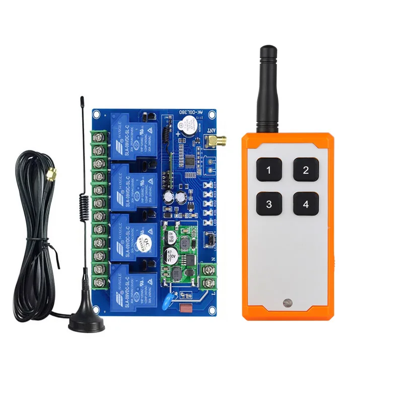 DC12V  24V  48V   30A relay RF Wireless Remote Control Switch System  receiver   transmitter  lighting  motor  pump 1000m