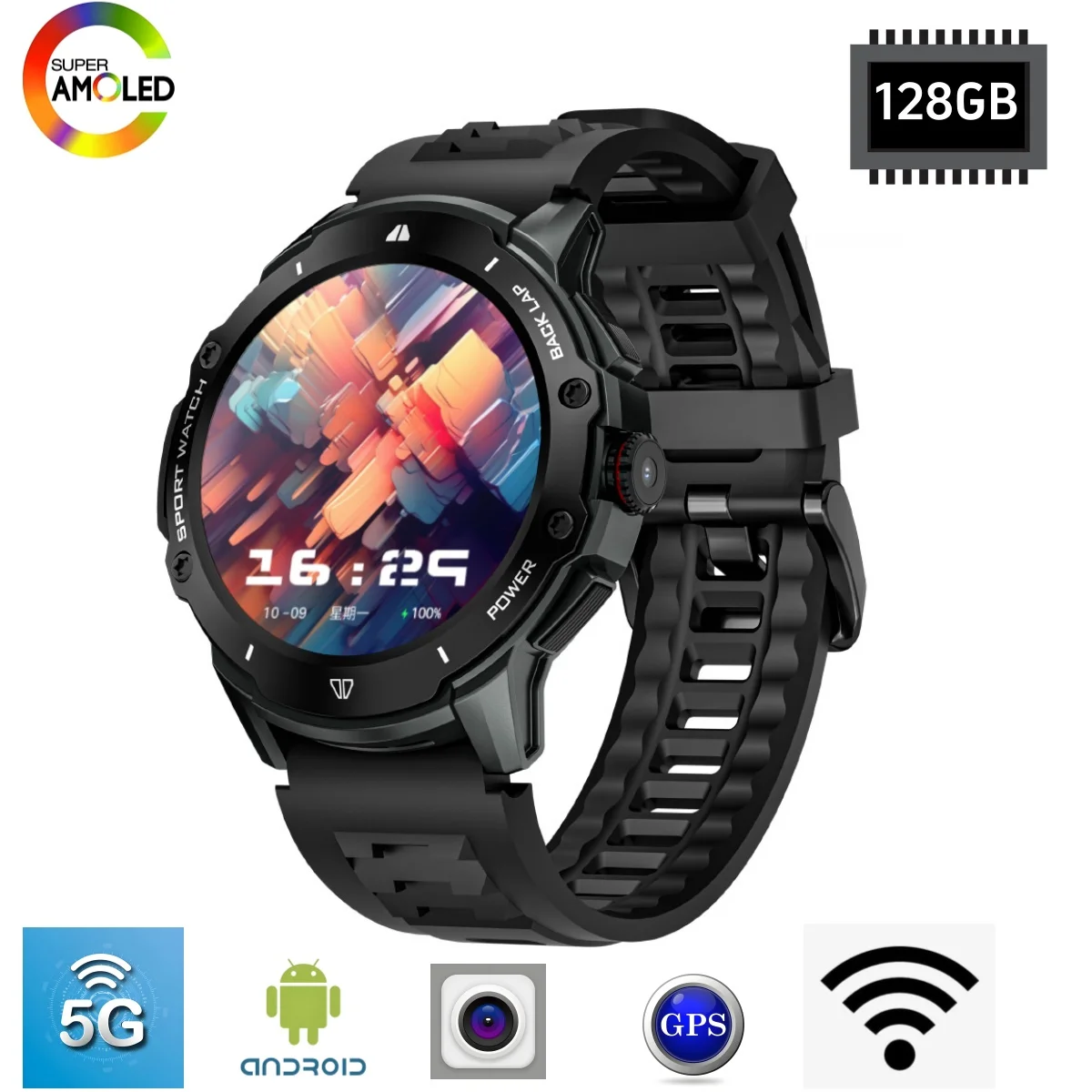 

Мужские Смарт-часы, 128 ГБ, 4G, SIM-карта, 1,43 дюйма, AMOLED, камера 200 Вт, GPS, Wi-Fi, Google Play, динамический циферблат, Android