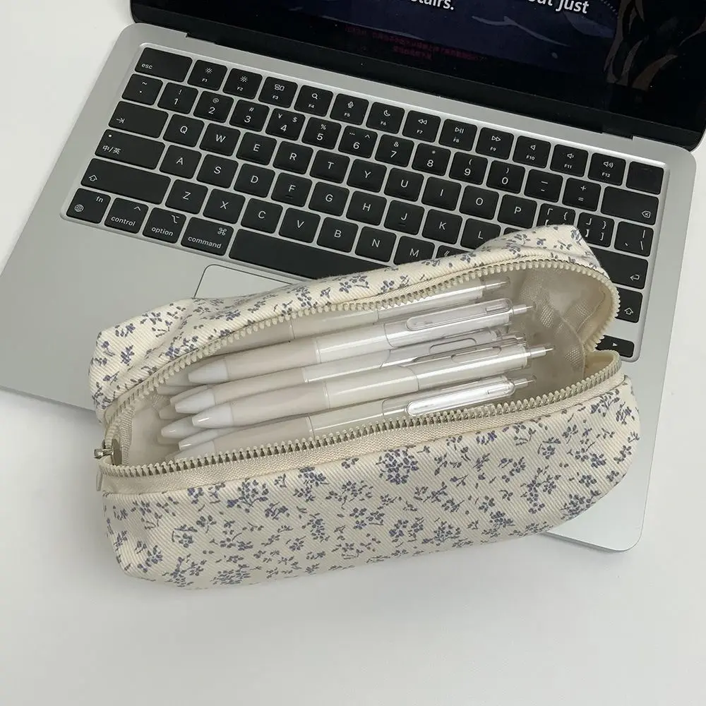 Borsa per penna con stampa floreale simpatica borsa per cancelleria multifunzionale di grande capacità regalo per Organizer di cancelleria