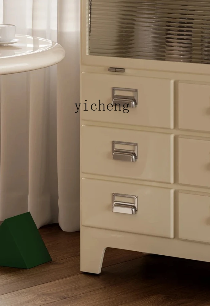 

TQH style wall cabinet multi-drawer restaurant dining side cabinet glass solid wood cabinet