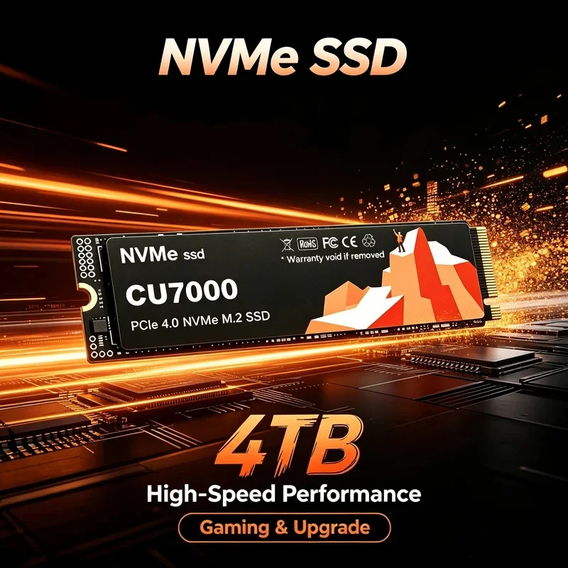 CU7000 M.2 2280 PCIe4.0 X4 SSD NVMe, TLC 3D NAND, 500GB/1TB/2TB/4TB SSD de Alta Velocidade para Jogos, PS5, Laptop e PC Desktop