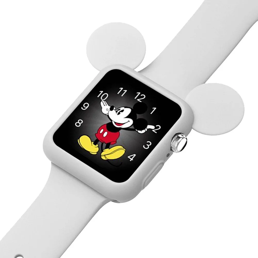 Disney kawaii Mickey stereo ears Bumper Frame tpu soft shell Case for Apple watch 6/SE/5/4/3/2/1 cover for iwatch 4/5 kids Toys