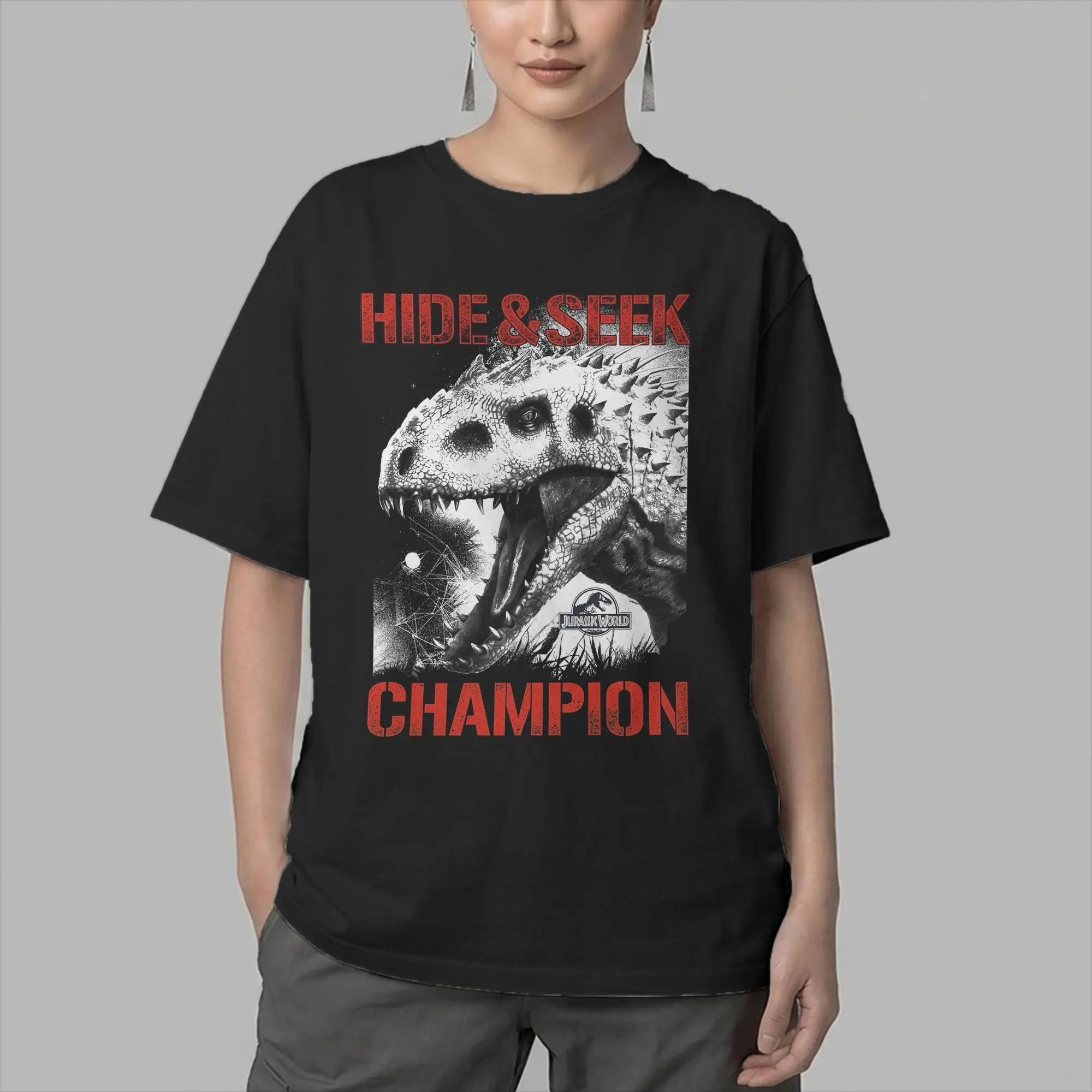 Jurassic World Hide & Seek  Men's T Shirts Park Dinosaur Funny Tee Shirt Short Sleeve O Neck T-Shirts 100% Cotton Party Clothing