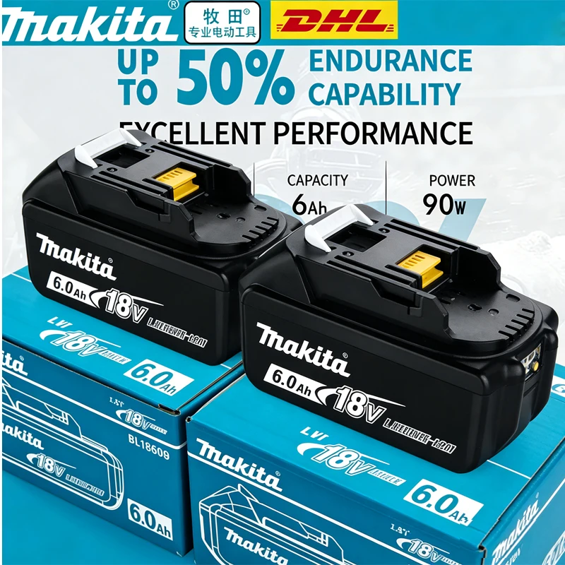 

9000mAh Genuine 18V Makita 6Ah 5Ah 3Ah Makita Battery BL1840 BL1830B BL1850B BL1850 BL1860 BL1815 Replacement Lithium Battery