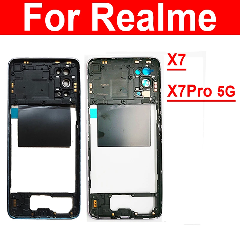 

Middle Frame Housing Bezel For OPPO Realme X7 X7 Pro 5G Middle Frame Holder with Side Button Keys Camera Cover Parts