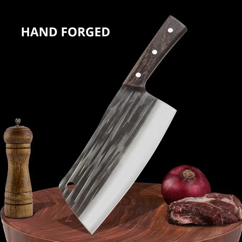 1pc Handmade Forged Kitchen Knives Kitchen Meat and Vegetable Knives Sharp Slicing Knives Traditional Kitchen Knives