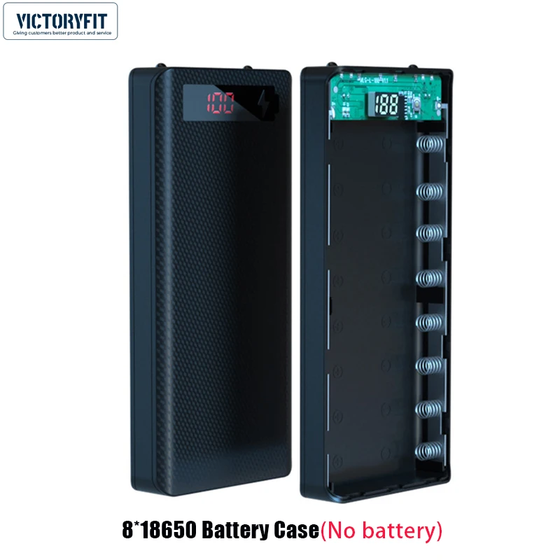 

8*18650 Power Bank Battery Case With Digital Display Dual USB Type C Port Charge Storage Box DIY Shell for Phone Xiaomi Huawei