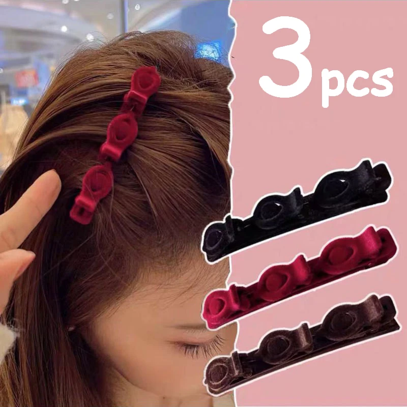 1-3pcs Flocking Hair Clip Hair Styling Side Bangs Hairpin Flock Pins Clip Broken Hair Holder Barrettes Barrette Hair Accessories