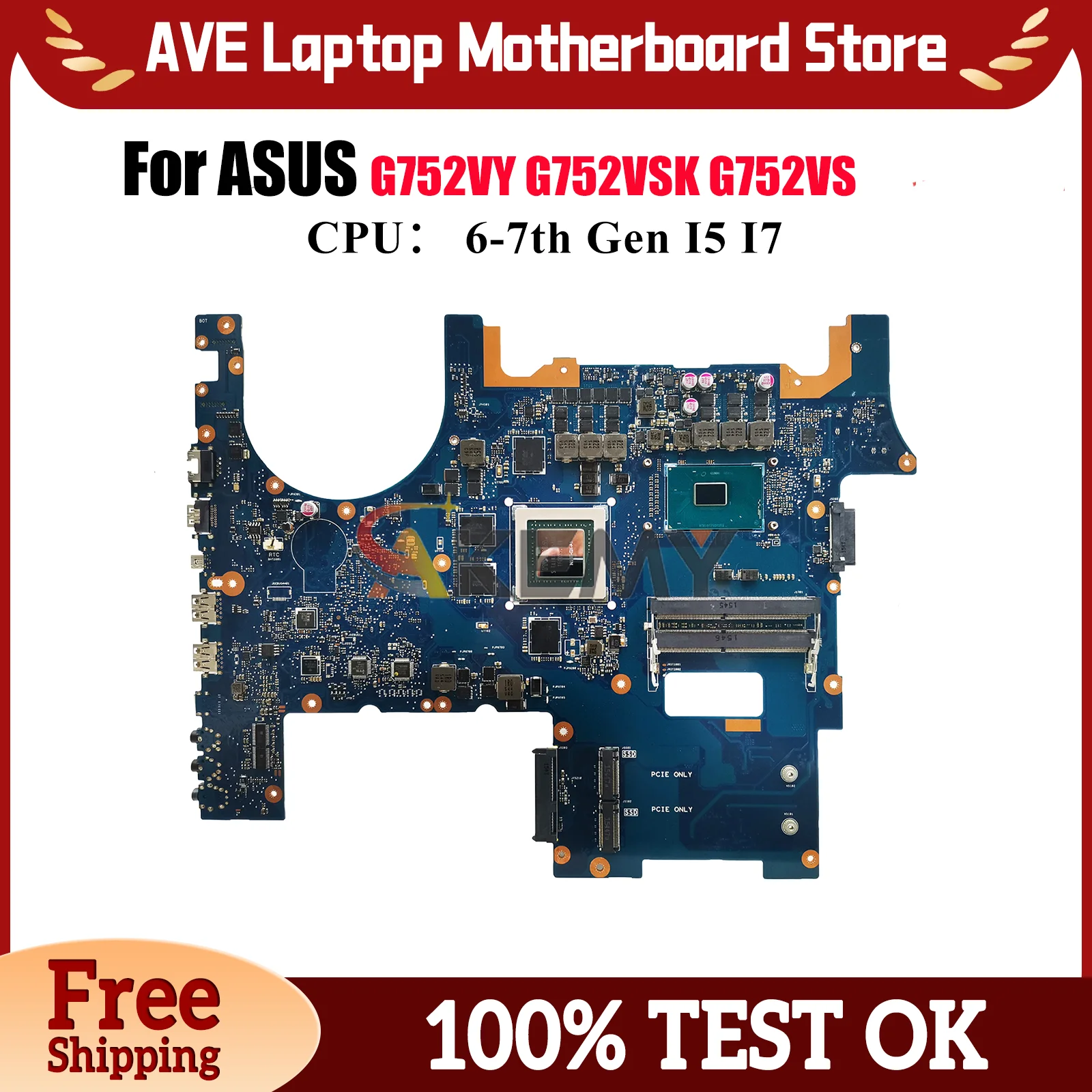 

G752VY Материнская плата для ноутбука ASUS ROG G752VSK GL752VW GL752VL G752VS G752V Материнская плата для ноутбука с процессором I5 I7 100% tests OK stk