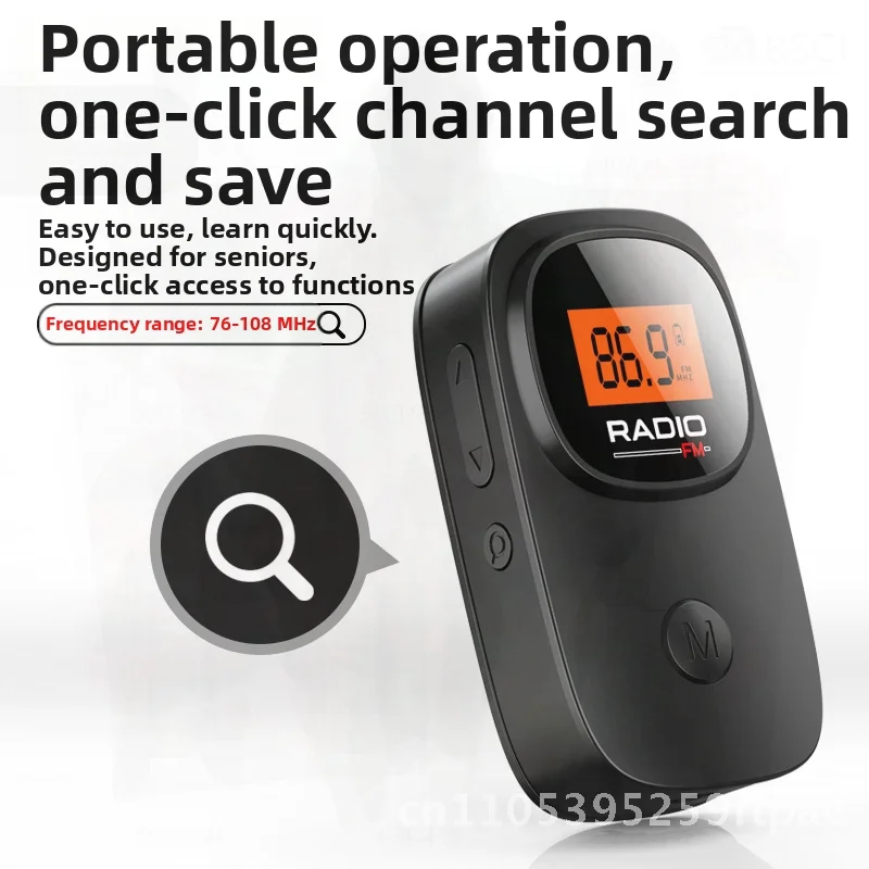 Mini Radio Pocket Portable FM with Clip Elderly Digital Display Stereo Sound Automatic Search Small Size AA Battery Operated