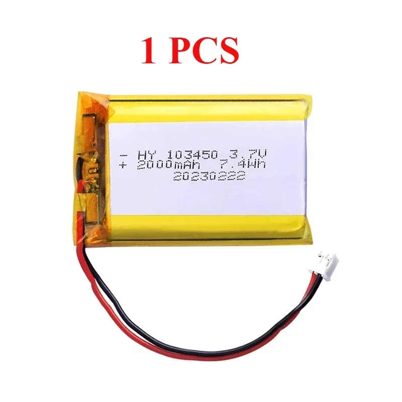 103450 3.7 فولت 2000 مللي أمبير بوليمر بطاريّة ليثيوم قابلة لإعادة الشحن jst PH 2.0 مللي متر 2pin التوصيل للكاميرا GPS الملاح MP5 سماعة رأس بخاصية البلوتوث