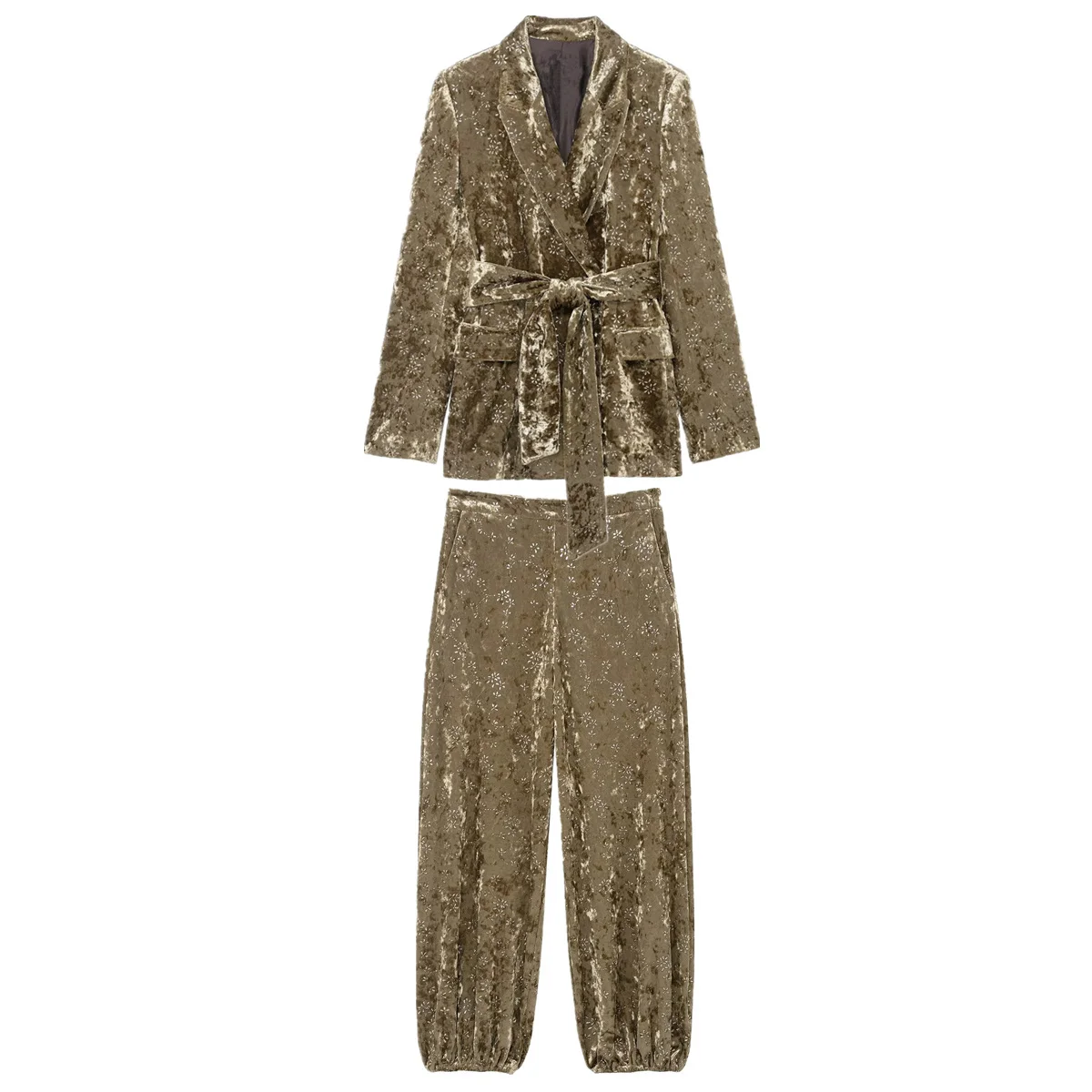 

Jenny & Dave, французский ленивый бархатный костюм для вечеринки, комплект брюк, женская одежда, комплекты брюк, модный элегантный комплект из двух предметов, женский костюм