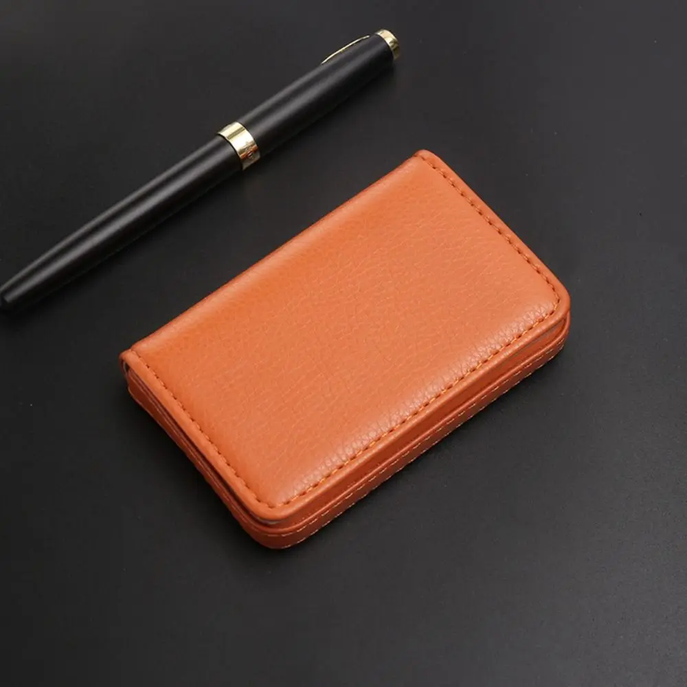 Top Business Card Holder Luxury PU Leather Card Case Manager Magnetic Buckle Name Card Pocket Office