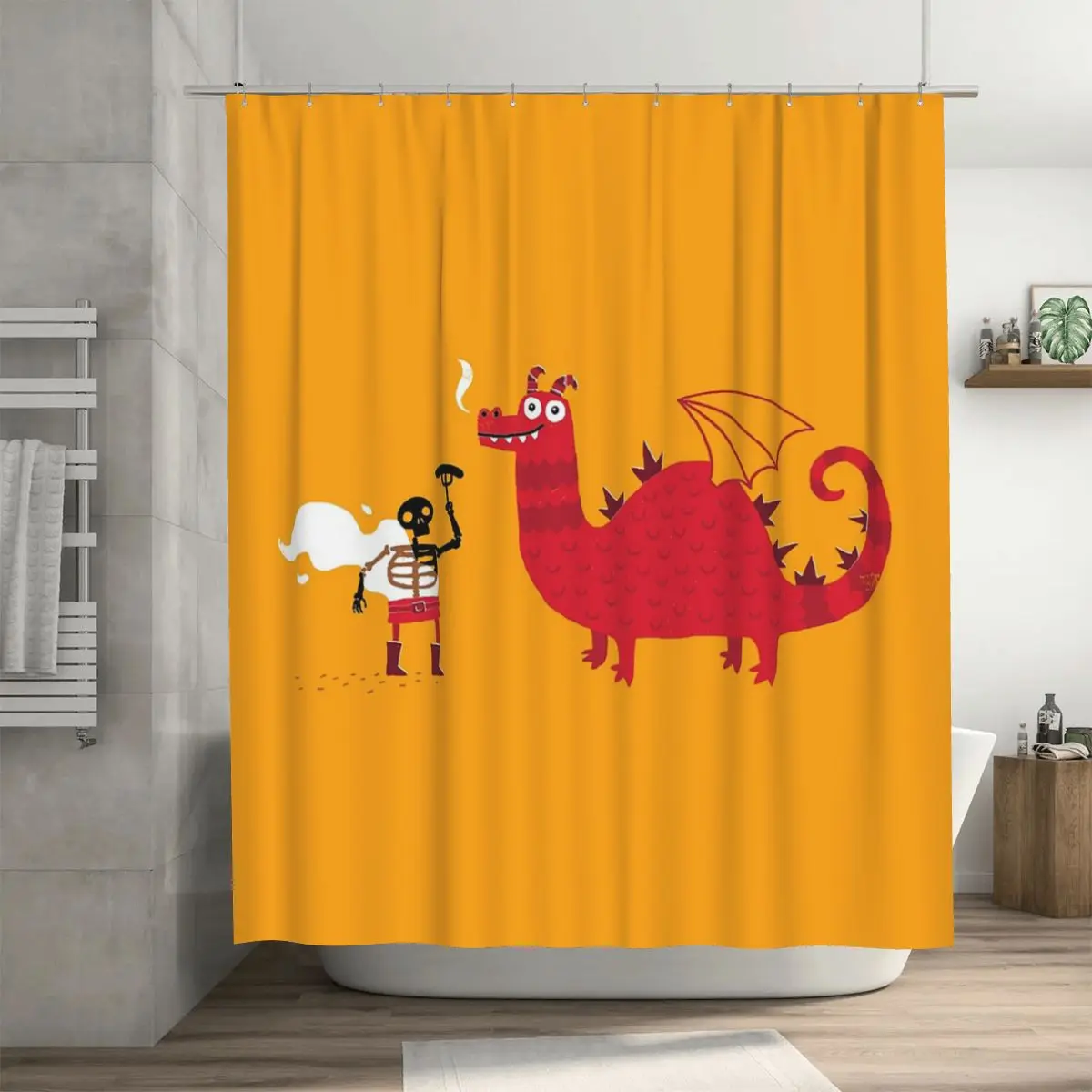 

Водонепроницаемая шторка для душа Dragon BBQ из полиэстера с крючками