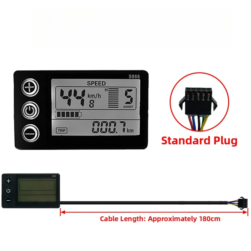 

S866 Controller Kit for Electric Bikes with LCD Instrument Panel Compatible with Multiple Motor Powers and Currents