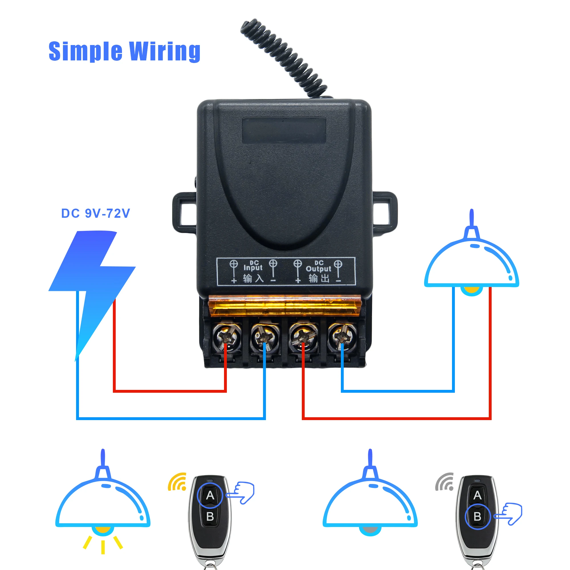 multi-pack-433mhz-rf-remote-relay-receiver-30a-wide-voltage-dc9-72v-ac-for-electric-door-water-pump-motor-lighting-control