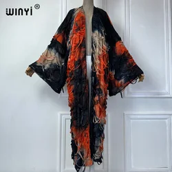 WINYI summer kimono Tie-dyed cardigan Elegant Bikini Cover-up cardigan swimsuit beach outfits for women dress fashion kaftan