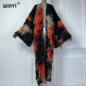 WINYI zomer kimono Tie-geverfd vest Elegante Bikini Cover-up vest badpak strand outfits voor vrouwen jurk mode kaftan