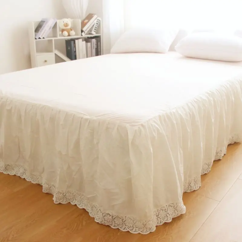 1Pc High Quality Pure Cotton Lace Bed Skirt, Bedspread, Bed Sheet, Bed Cover, Luxury Korean Princess Wedding Bedding Set