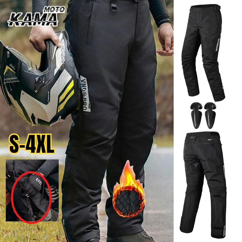 

Winter Men's Waterproof Motorcycle Overpants Quick Release Touring Moto Pants Warm Windproof Motorbike Trousers CE Kneepads