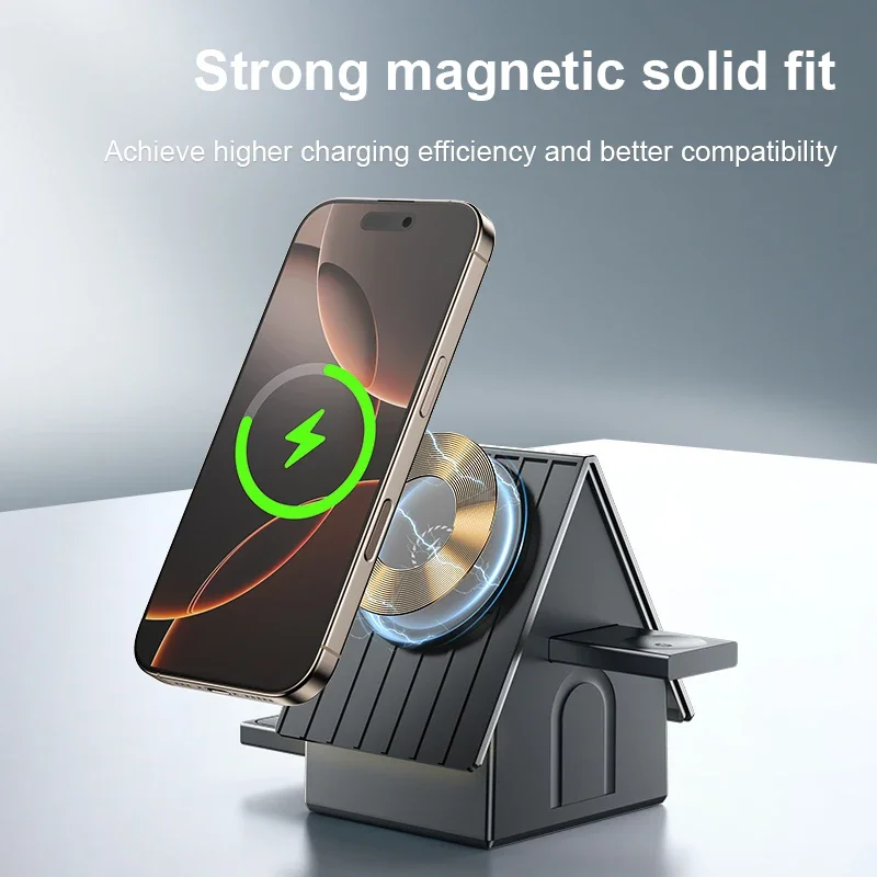 3 In 1 Magnetic Wireless Charger Stand For iPhone 16 15 14 P
