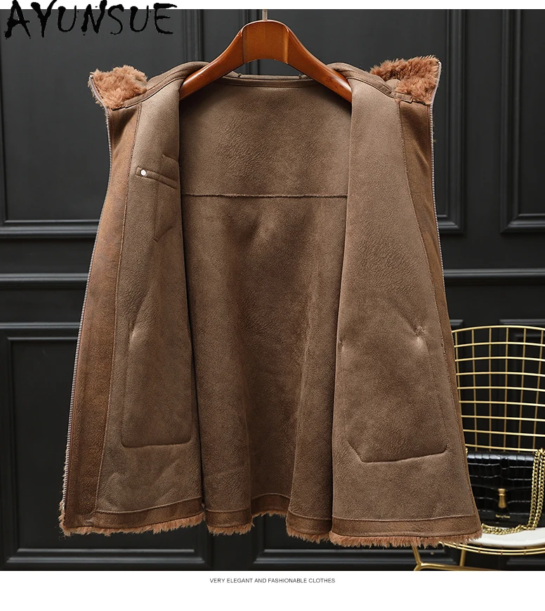 AYUNSUE 양털 자켓 고품질 100% 울 코트 여성용 2025 겨울 여성 의류 양털 혼합 모피 여성용 코트