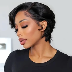 13 x4 parrucca frontale del merletto dei capelli umani parrucche brasiliane dei capelli umani di colore naturale parrucche a buon mercato in vendita parrucche Pixie Cut capelli umani