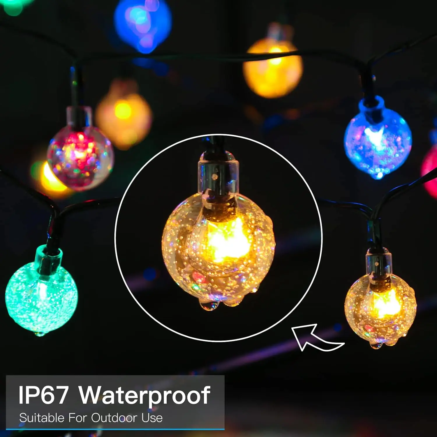 2-Pack 30 LED Solar String Lights Outdoor Waterproof Led, Multi Color Crystal Globe Lights with 8 Modes, Solar Camping Li