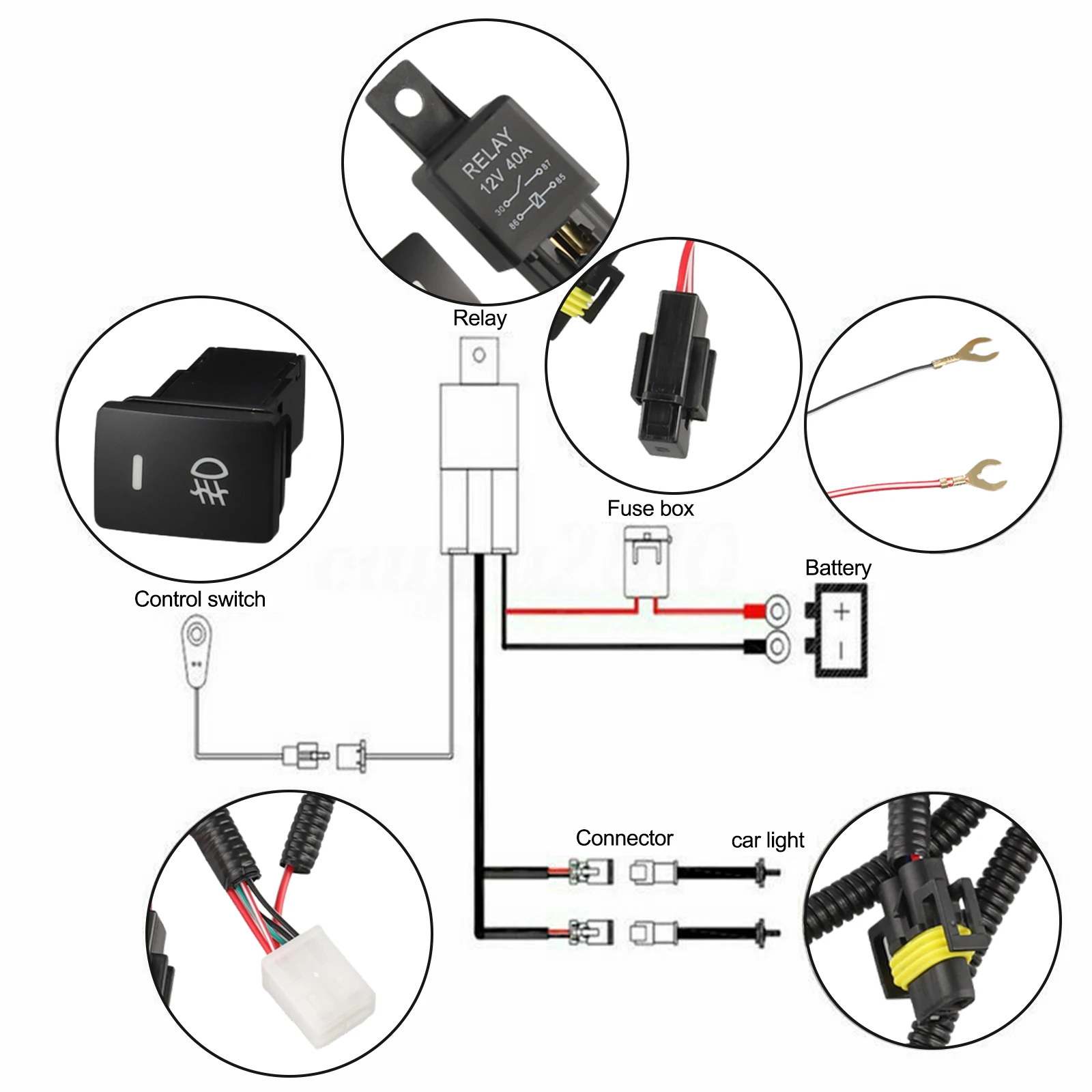 H11 ไฟตัดหมอกสายไฟซ็อกเก็ตพร้อมไฟ LED สวิทช์รีเลย์ยานยนต์สําหรับ Honda สําหรับ Ford ส่วนใหญ่ Universal-อุปกรณ์เสริมรถยนต์